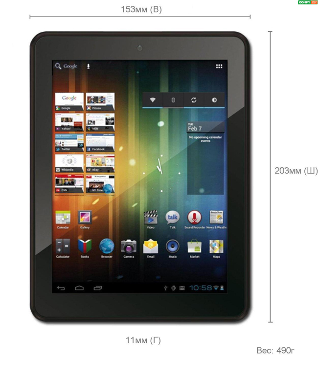 Обзор планшета Prestigio MultiPad 5080C: габариты Габариты