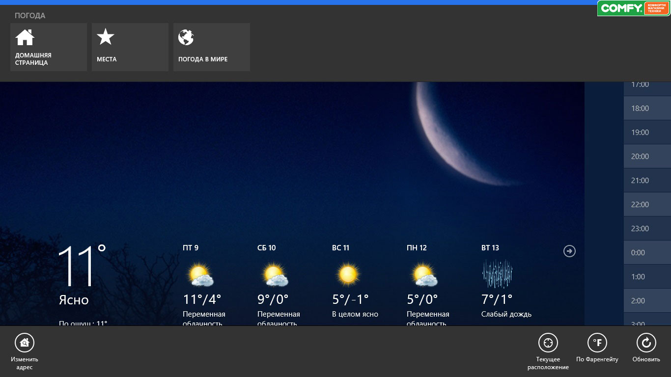 Windows 8 обзор: погода Windows 8 обзор, погода
