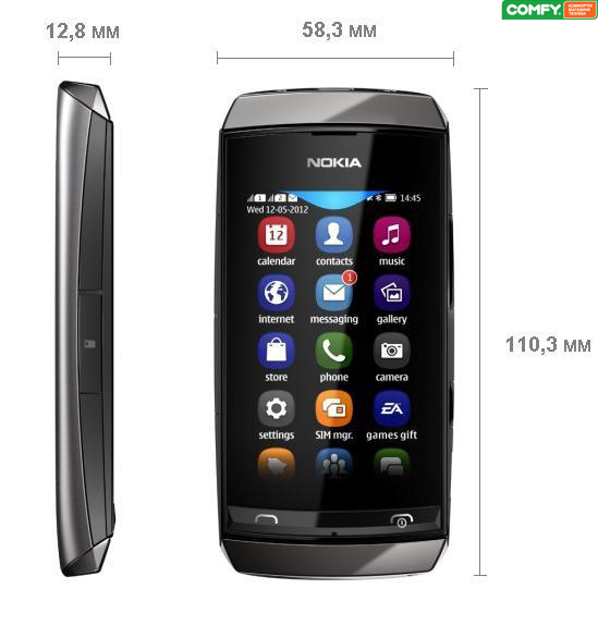 Обзор Nokia Asha 305: габариты и размеры габариты и размеры Nokia Asha 305