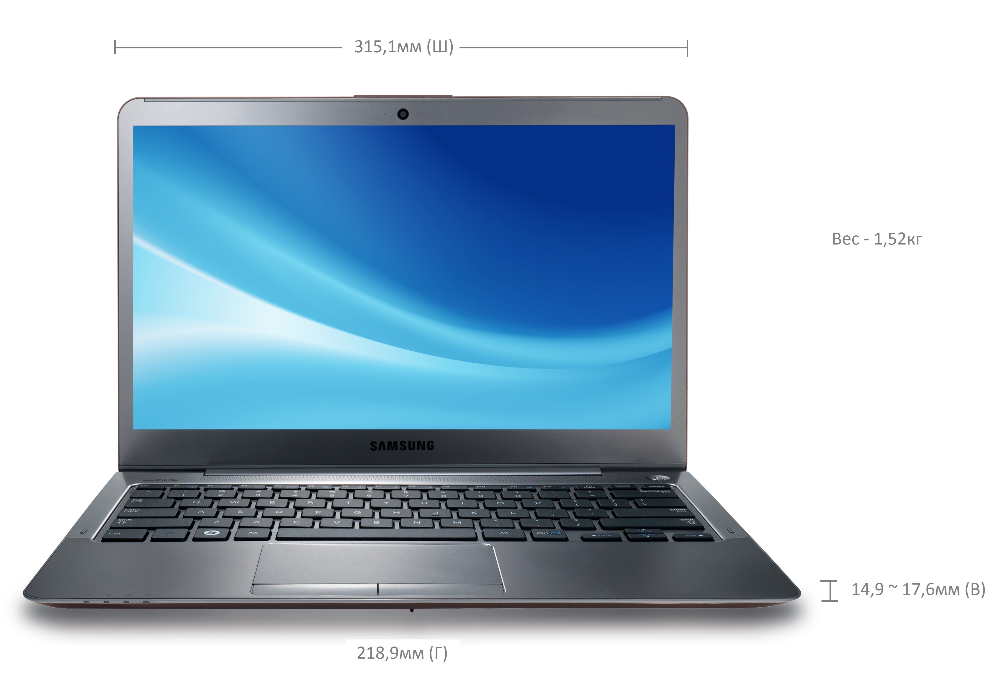 Обзор ноутбука Samsung NP535U3C-A04RU: габариты, размеры, вес Размеры и вес ноутбука